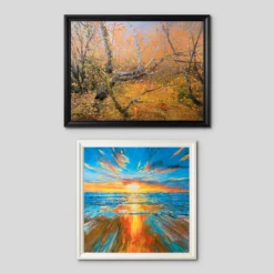 Set Of Two - Sunset Bliss & Autumn Leaves (Canvas On Board)