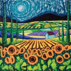 Sunflowers Amongst Cypress Trees | Giclée On Paper -Art Prints Shop sra 31 sunflowers amongst cypress trees 2023 03 10T15 49 18