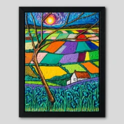 Bluebells Over Patchwork Field